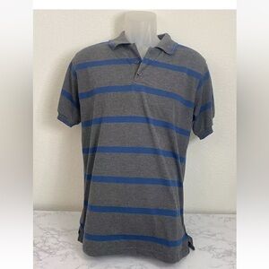Netplay Short Sleeve Polo Mens XL Gray Blue Striped Collared Knit Shirt …​